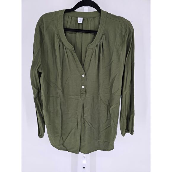 Old Navy Womens Sz XL Long Sleeve Loose Fit Boho Blouse Forest Green - Picture 1 of 3
